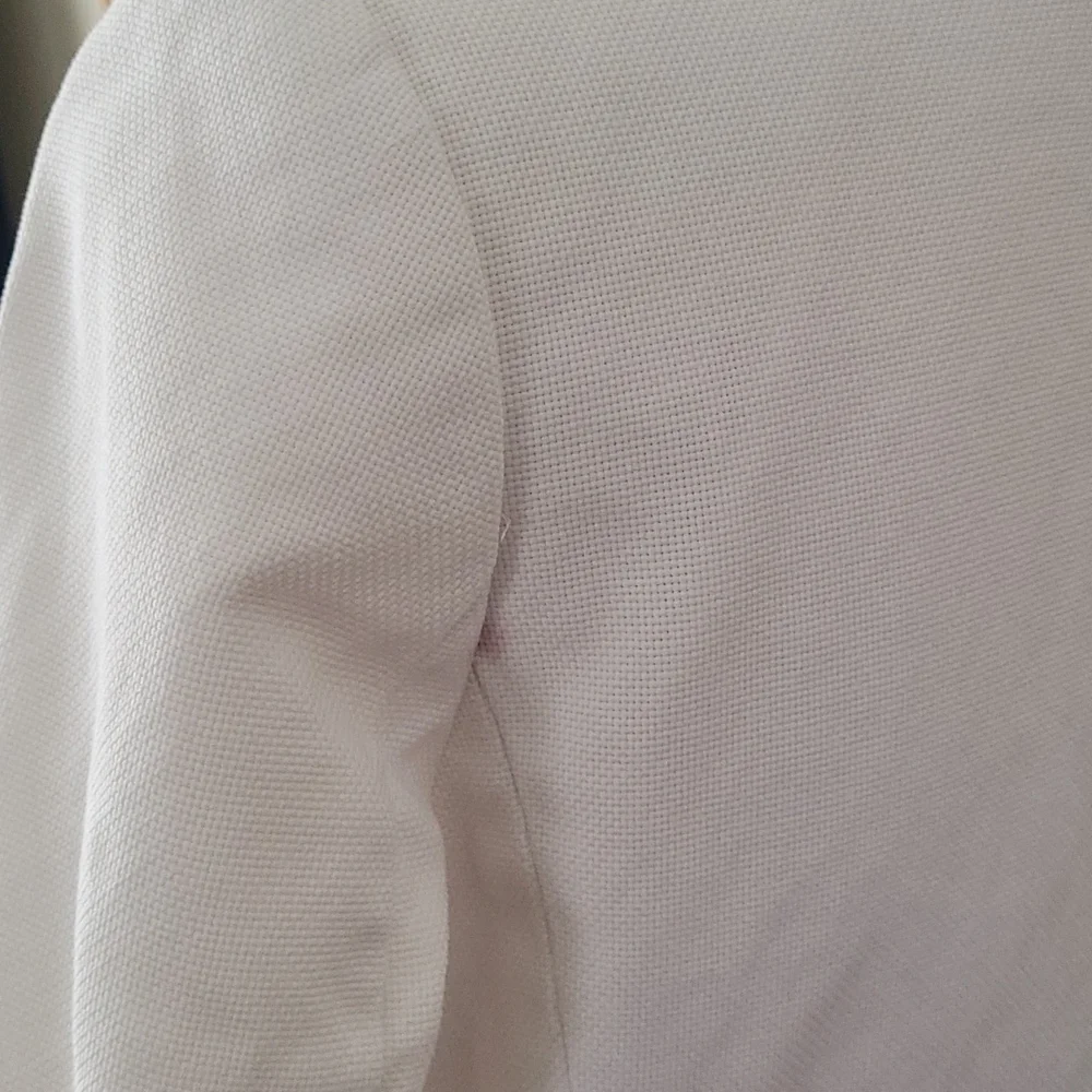 Banana Republic Large Petite Poplin White Lined Spring Button Coat - Picture 6 of 14